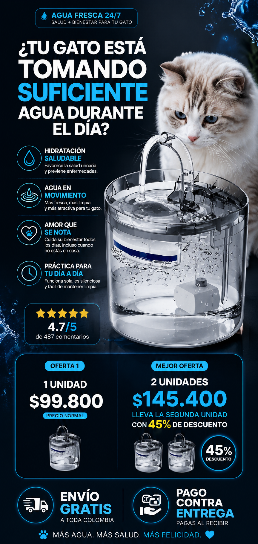 Bebedero Fuente Agua Automatico Gato
