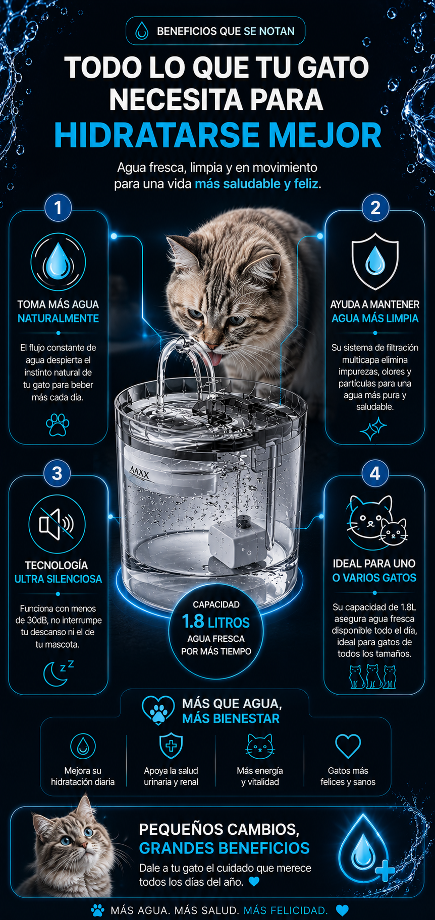 Bebedero Fuente Agua Automatico Gato